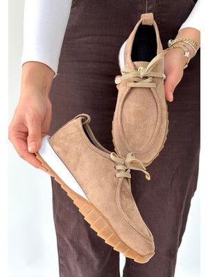 Zerenyus ZRNE-005 Premium Bej Bağcıklı Casual Kadın Spor Ayakkabı