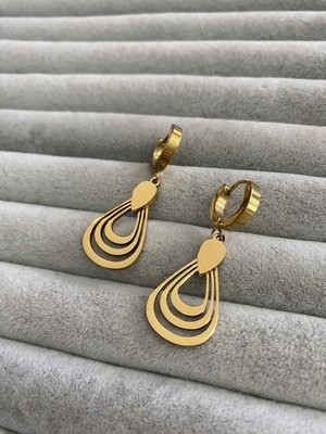 Pink Damla Şeklinde Çelik Küpe