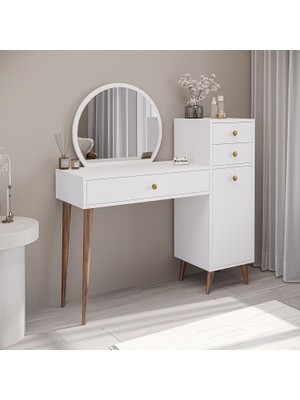 Roewood Duru Makyaj Masası Beyaz