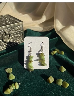 Meneva Aksesuar Yeşil Doğal Taş Küpe