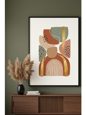 Safir Design Modern Boho Tasarım Soyut Güneş Işıltısı Çerçeveli Tablo