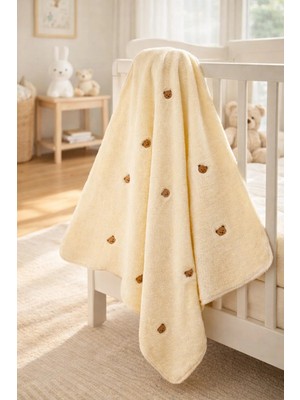 UmBaby Peluş Bebek Battaniyesi 90×100 cm – Nakışlı Yumuşak Doku