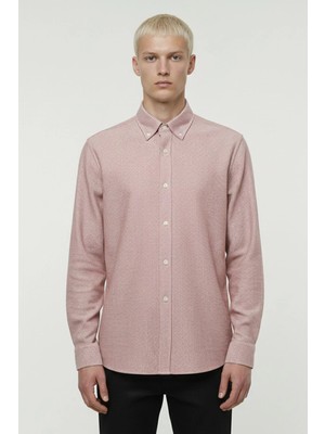 Sabri Özel Giotelli Kahve Slim Fit %100 Pamuklu Düğmeli Yaka Gömlek