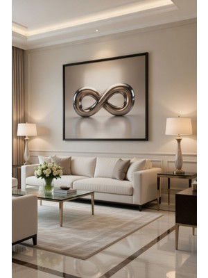 Safir Design Gümüş Işıltılı Sonsuzluk Temalı Şık Çerçeveli Tablo