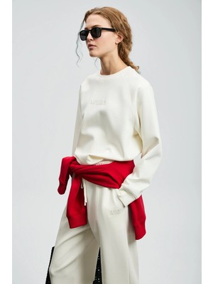 Lufian Alice Kadın Kırık Beyaz Örme Sweatshirt 122030016