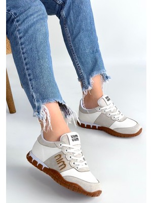 Zerenyus ZRNE-006 Premium Beyaz Bağcıklı Kadın Sneaker