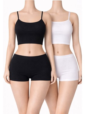 Belpa Likralı Kadın Mini Şort, Kadın Boxer, Kadın Iç Giyim Boxer %95 Pamuk %5 Likra 2 Renkli Paket