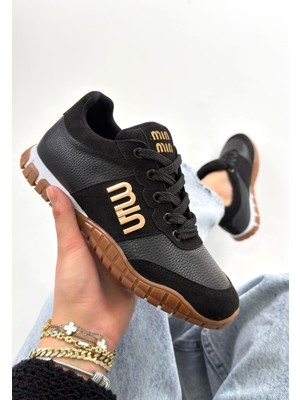 Zerenyus ZRNE-006 Premium Siyah Bağcıklı Kadın Sneaker