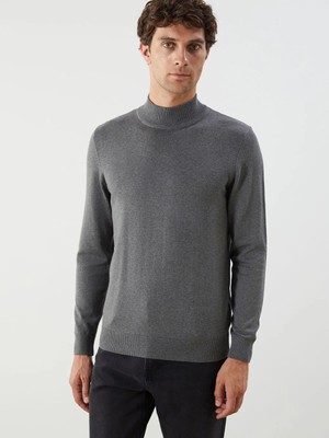 LC Waikiki Gri Yarım Balıkçı Yaka Erkek Triko Kazak