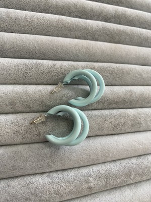 Pink Pastel Mavi Çelik Küpe