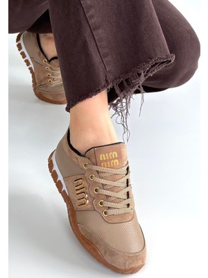 Zerenyus ZRNE-006 Premium Vizon Bağcıklı Kadın Sneaker