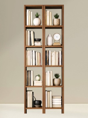 Mobilyacın 2'li 6 Raflı Dekoratif Kitaplık Barok Kitaplık Ofis Kitaplığı Dolap Kitap Rafı