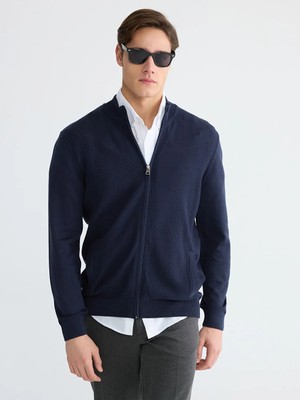 LC Waikiki Lacivert Polo Yaka Erkek Triko Hırka