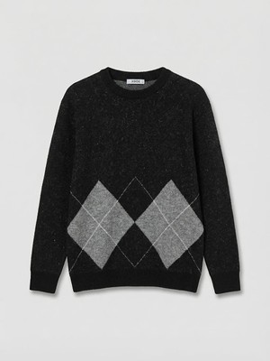 LC Waikiki Antrasit Bisiklet Yaka Baklava Desenli Erkek Triko Kazak