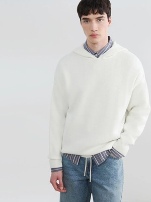 LC Waikiki Ekru Kapüşonlu Erkek Triko Kazak