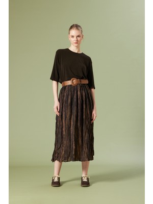 Nisan Triko Desenli Kemerli Etek