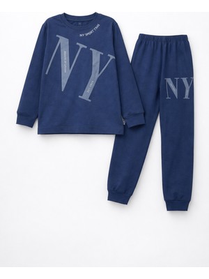 Remsa Erkek Çocuk Garson Boy Manşetli Pamuk Penye Pijama Takımı 4104 LACIVERT03