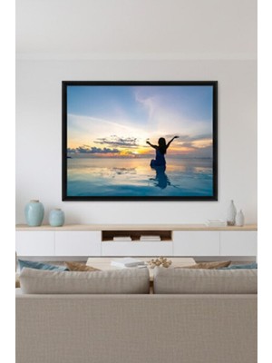 Safir Design Yaz Esintisi,altın Saatler Deniz Manzaralı Çerçeveli Tablo