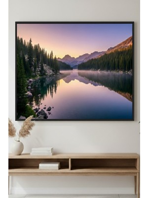 Safir Design Huzur Temalı Gün Doğumu ve Çam Ormanı Çerçeveli Tablo