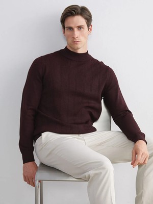 LC Waikiki Bordo Yarım Balıkçı Yaka Erkek Triko Kazak