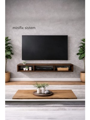 Mobilyacın Dekoratif Raflı Duvar Tv Ünitesi  Üç Bölmeli Barok 130