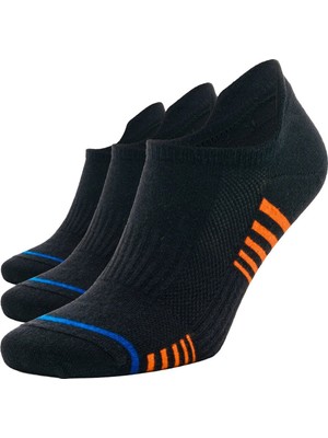 Sonnors 3 Çift Çizgili Sneaker Siyah Kadın Erkek Pamuklu Spor Çorap