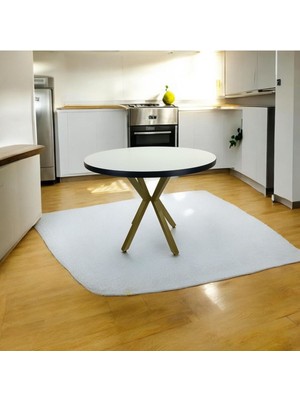 Mobilyacın Beyaz Yuvarlak Yemek Masası Gold Renk Ayak 120 Çap