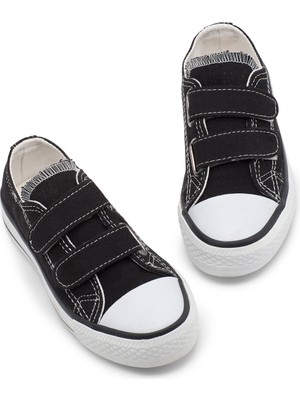 Tonny Black Çocuk Unisex Siyah Rahat Kalıp Çift Bantlı Ayakkabı