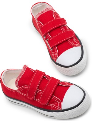 Tonny Black Çocuk Unisex Kırmızı Rahat Kalıp Çift Bantlı Ayakkabı