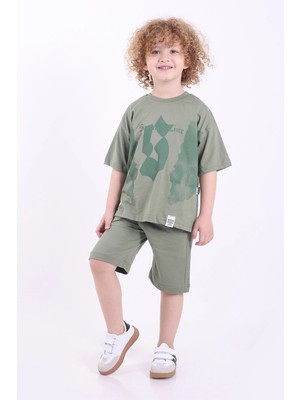 Mixima S Baskılı Arma Detaylı 3-6 Yaş Oversize Erkek Çocuk Şortlu Yazlık Takım