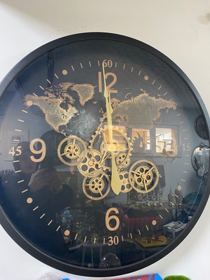 Elif Aksesuar Siyah Metal Dekoratif Çarklı Duvar Saati