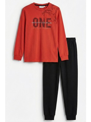 Remsa Erkek Çocuk Garson Boy Pamuk Penye Pijama Takımı 4112 Turuncu