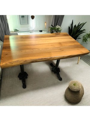 Mobilyacın Cafe Masa Ahşap Kütük Masa Aslan Ayak 160X80