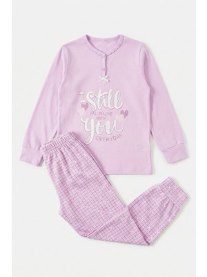 Remsa Genç Kız Pamuk Penye Pijama Takımı 6509 Lila