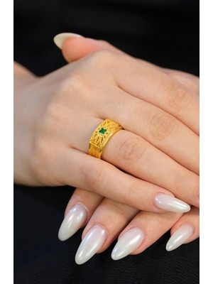 Yeşil Taşlı Fantazi Yüzük 22 Ayar A074041