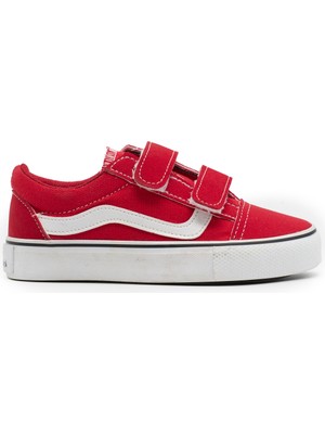 Tonny Black Çocuk Unisex Kırmızı Kauçuk Taban Rahat Kalıp Çift Cırtlı Ayakkabı