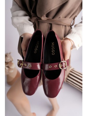 Muggo Daisie Gold Tokalı Kemerli Kadın Babet Ayakkabı