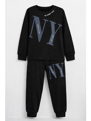 Remsa Erkek Çocuk Garson Boy Manşetli Pamuk Penye Pijama Takımı 4104 SIYAH01