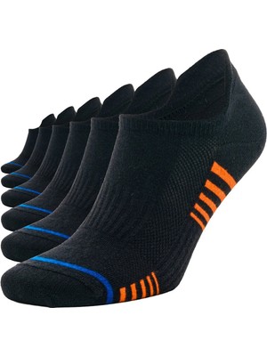 Sonnors 6 Çift Çizgili Sneaker Siyah Kadın Erkek Pamuklu Spor Çorap
