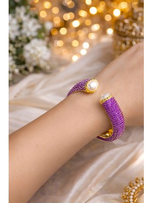 Reborn Design Gold Renk Zirkon Taşlı Mor Helen Bileklik