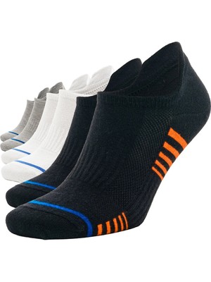 Sonnors 6 Çift Çizgili Sneaker Siyah Beyaz Gri Kadın Erkek Pamuklu Spor Çorap