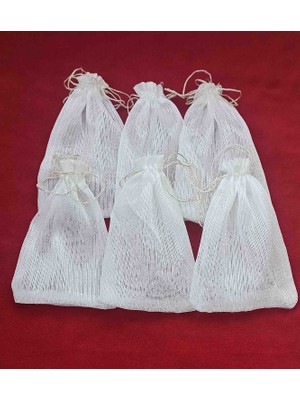 Fnt Ince Ip Çizgili Desen Tül Kese 11*16 cm Ebatında 25 Adet Hediyelik Bohçalık Çeyizlik