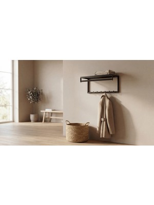 Gelişim Metal Skand - Dekoratif Demir Raflı Duvar Askısı - Metal Askılık - Elbise Askısı - Modern Design