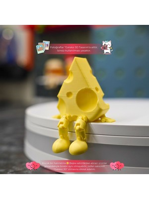 Peynir Tasarımlı Oturan Figür | Sarı Renk | Masa Üstü & Ofis Dekoru