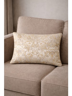 Lena Maison Lalezar Varaklı Kırlent Kılıfı Krem-Gold 30X47 cm