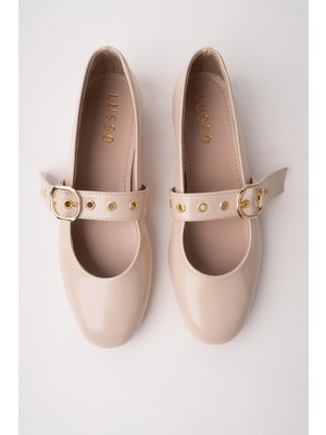 Muggo Daisie Gold Tokalı Kemerli Kadın Babet Ayakkabı