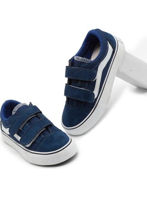 Tonny Black Çocuk Unisex Lacivert Kauçuk Taban Rahat Kalıp Çift Cırtlı Ayakkabı