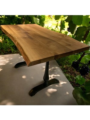 Mobilyacın Cafe Masa Ahşap Kütük Masa Damla Ayak 160X80