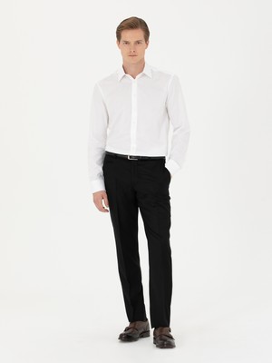 Cacharel Erkek Siyah Slim Fit Yün Karışımlı Kumaş Pantolon 50270151-VR046
