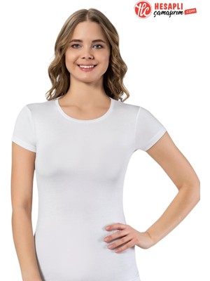 Lüx Drm Kadın Bambu Nefes Alabilen Terletmez Kumaş Kısa Kol Body T-Shirt 1 Adet